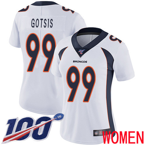 Women Denver Broncos #99 Adam Gotsis White Vapor Untouchable Limited Player 100th Season Football NFL Jersey->youth nfl jersey->Youth Jersey